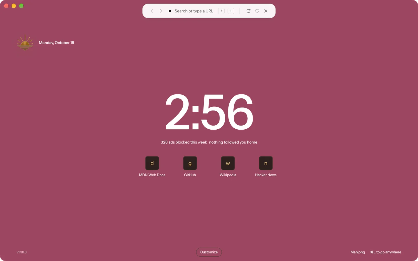 Blanc’s Billboard Start Page painted in the Rose color with the Solid fill.